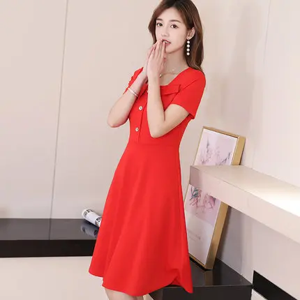 Женское шифоновое платье милое пляжное большого размера для офиса лето 2019 |