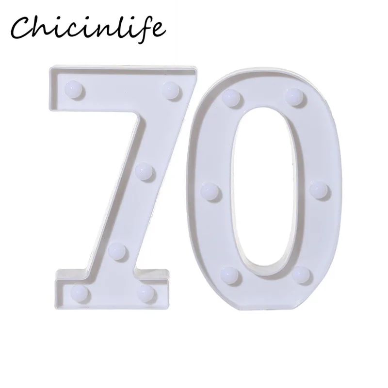 70 Chicinlife 2 шт. 30/40/50/60/70/80 цифры светодиодный Ночной светильник лампа с днем рождения знак Юбилей стоящий, подвесной вечерние украшения - Цвет: 70