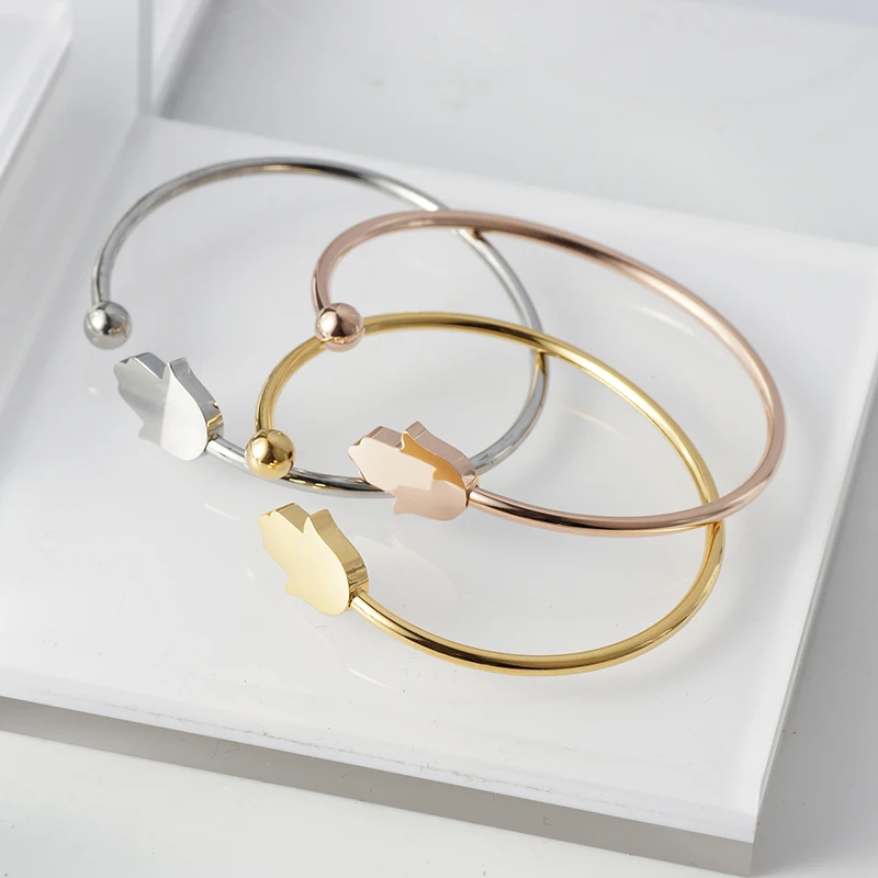 Модные ювелирные изделия из нержавеющей стали цветок Открытый браслет манжета