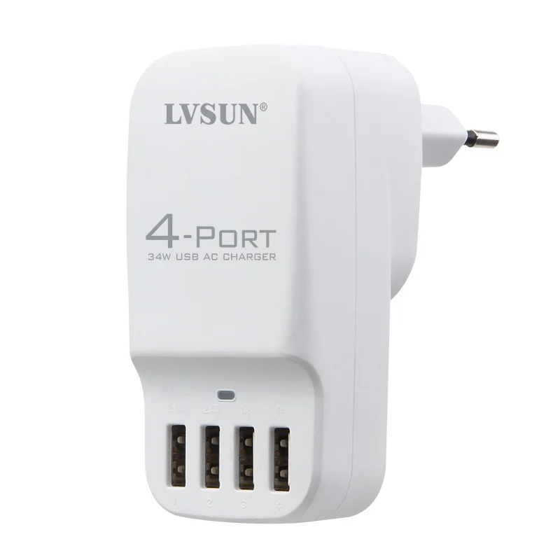 Сетевое зарядное устройство LVSUN с 4 USB-портами 34 Вт 6 8 А | Электроника