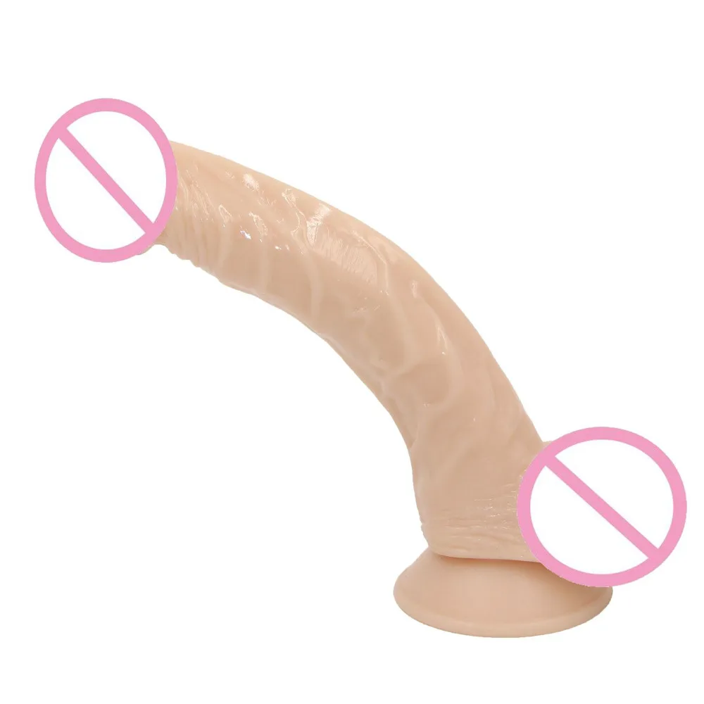 Изогнутый большой фаллоимитатор 8 86 дюйма реалистичный член с сильной присоской