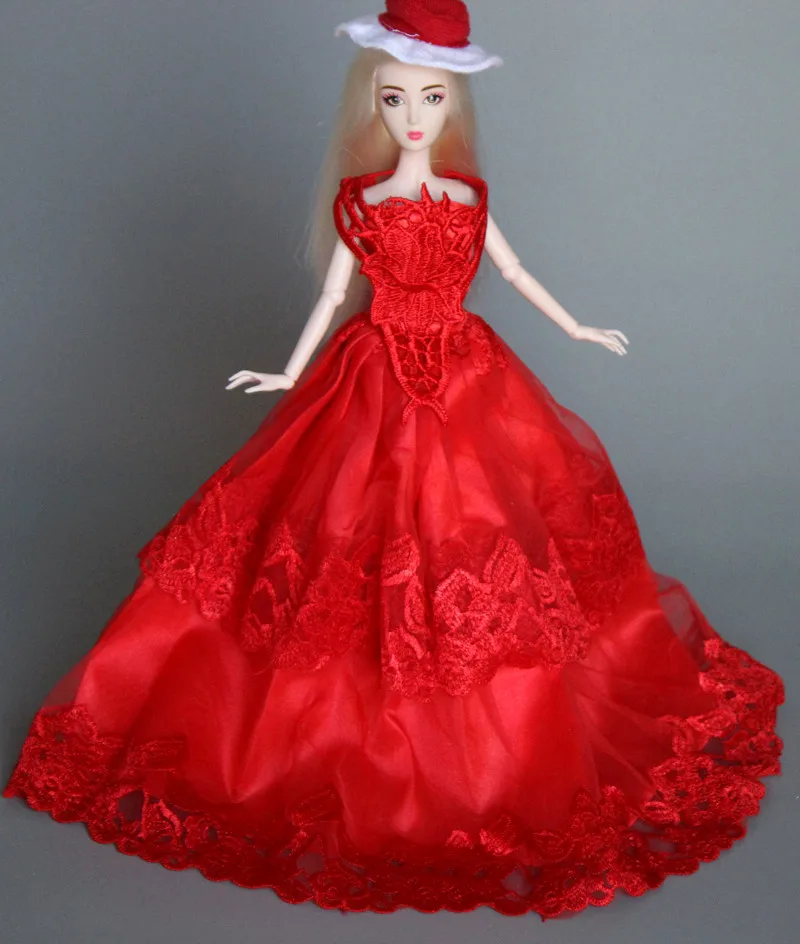 

Dress + hat/veil + glove/Set Gorgeous Princess Gown Wedding Dress Clothing Outfit Clothes For 1/6 Toy Barbie Doll Xmas