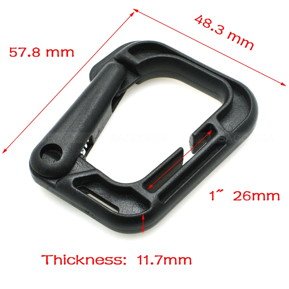 

100pcs/lot Plastic Multi-use Grimloc D-Ring Carabiner Safety Buckle For Backpack Clasp Keychain Bag