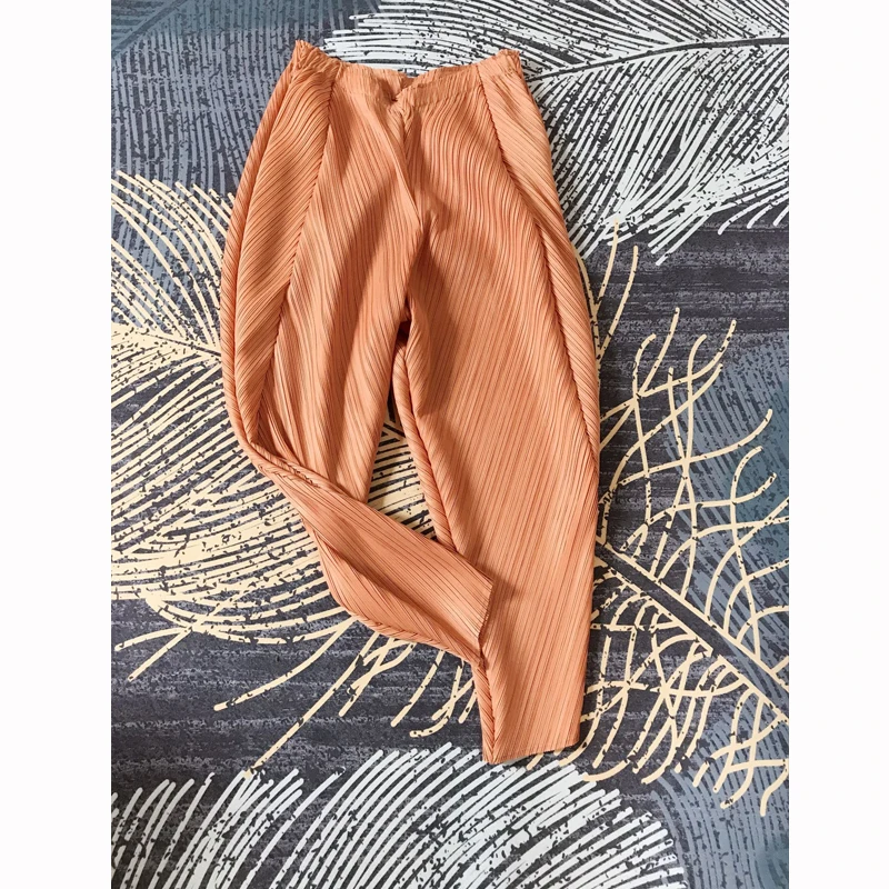 Changpleat 2019 summer New women Harem pants Miyak Pleated Fashion Design Solid elastic waist loose Large Size Female Pants Tide