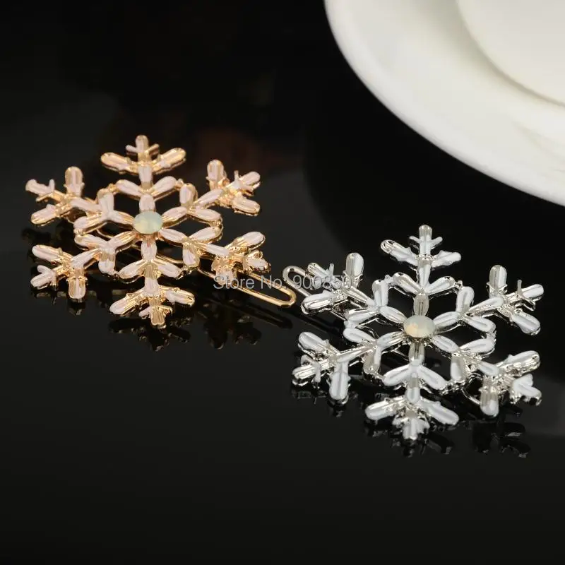 Модные заколки для волос со снежинками аксессуары девочек детские с золотым и