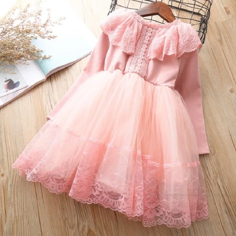 Girls Dress Cute Lace Tulle Outfits 2018 Winter Girl Dresses For Party Birthday Prom Ceremonies Infantil Vestido 3 5 7 8Yrs | Детская