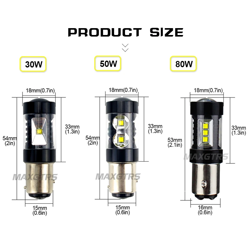 2x S25 1157 BAY15D 30 Вт 50 80 Cree чип светодиодный лампы P21/5 заднего хода автомобиля хвост