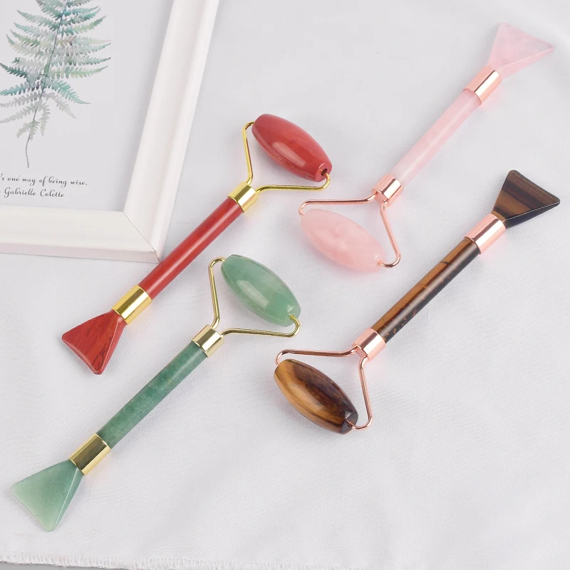 Новый дизайн Нефритовый ролик для лица Кисть макияжа натуральный кристалл