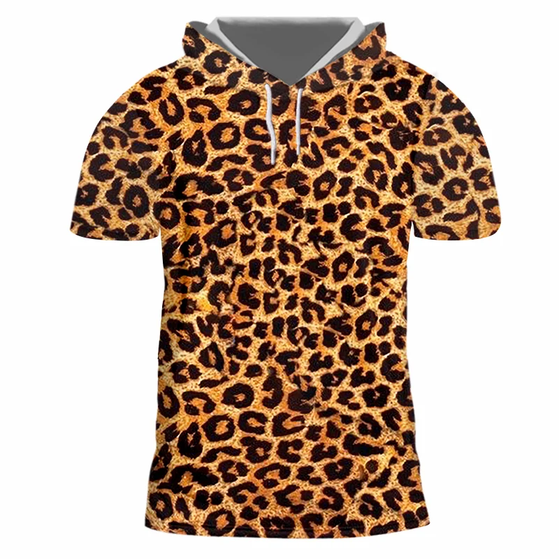 OGKB Мужская футболка с капюшоном новинка короткая 3D рисунком животных уличная