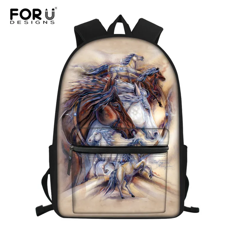 L4512Z58 FORUDESIGNS/комплект школьных сумок с черной лошадью для мальчиков и девочек-подростков, милый школьный рюкзак для детей, школьный рюкзак для детей, подарок Mochila - Цвет: L4512Z58