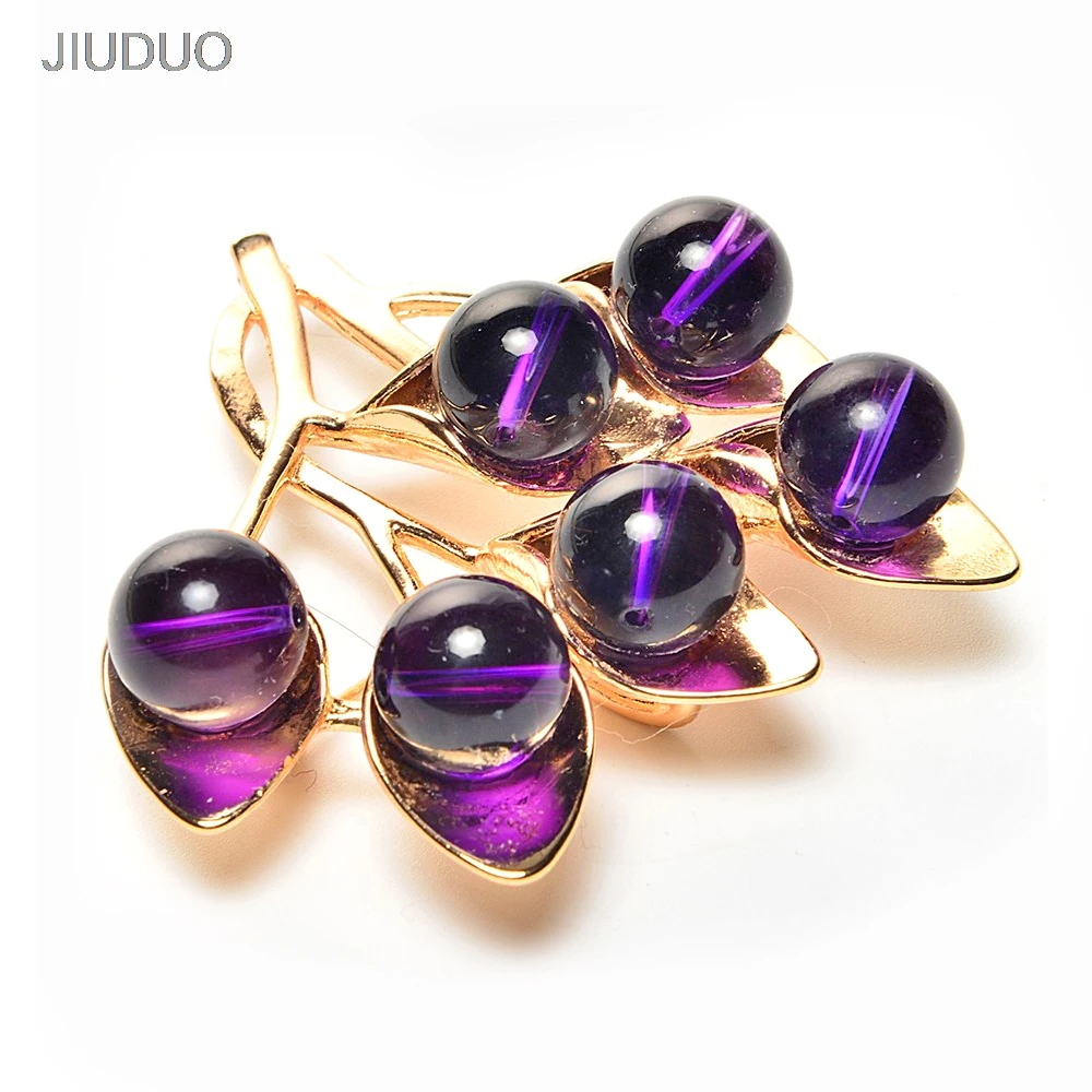 Ретро шарф Пряжка Брошь булавка натуральный фиолетовый камень шарфы с узором