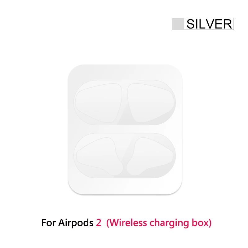 Silver Металлическая Пылезащитная наклейка для Airpods 2 Защитная Наклейка с украшениями для Apple Airpods 2nd чехол для зарядки наушников Coque - Цвет: Silver