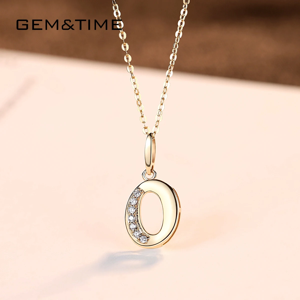 Gem& Time ожерелья с буквой Алфавит начальные подвески ожерелье для женщин 14 к Желтое золото хорошее ювелирное изделие Collier De Ouro Pur N14120
