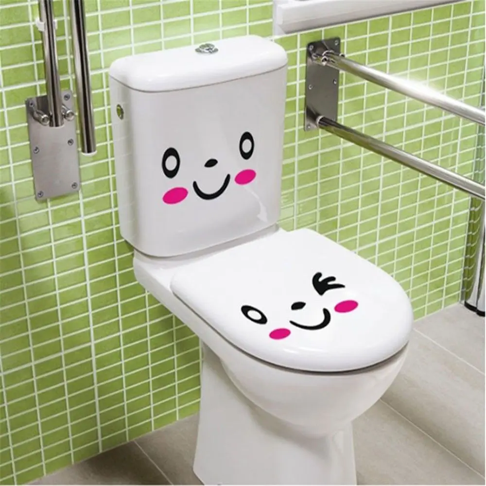 Наклейки на унитаз Smile face diy персонализированный декор для мебели стены