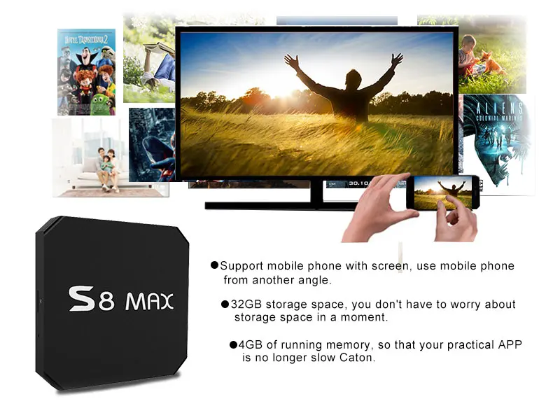 Приставка для ТВ android 8 1 S8 MAX Отт tv box 4 Гб оперативной памяти 32 ПЗУ Rockchip RK3328 USB 3 0 HDR