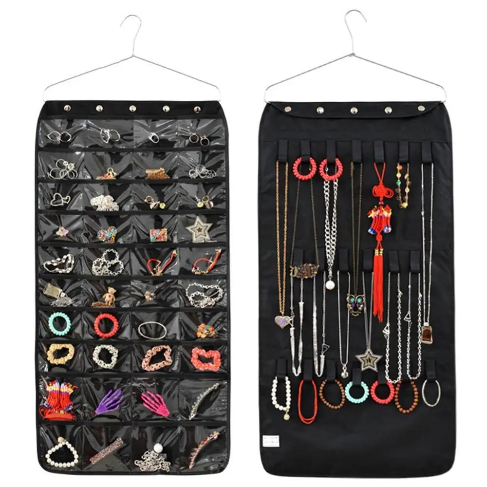 Двусторонняя подвесная сумка для ювелирных изделий 40 карманов органайзер