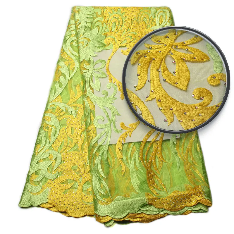 Оптовая продажа Нигерии кружевной ткани 2017 вышитые отделкой Африки Французский