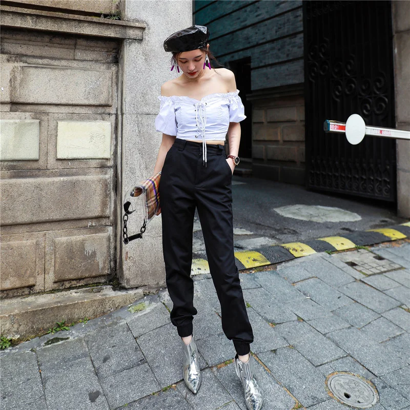 QoerliN женские брюки капри спортивные Pantalon большой Femme свободные девушка Harajuku карго