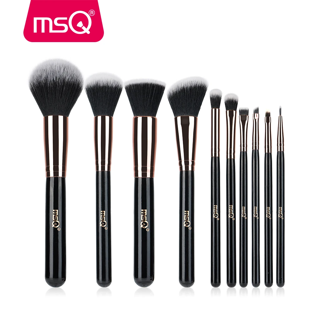 MSQ 10 шт. кисти для макияжа розового золота нанесения основы растушевки румян