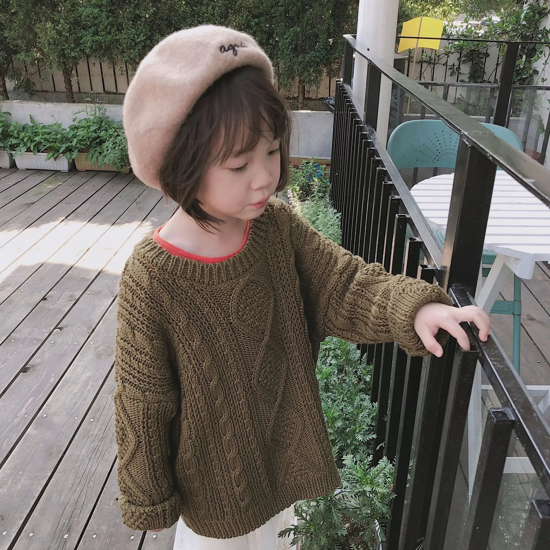 Осень зима 2018 детские свитера для девочек корейская мода детская одежда