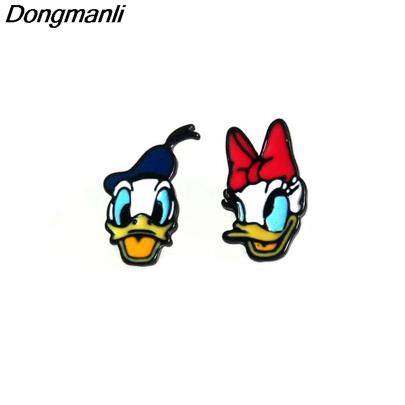 P319 dongmanli новые 1 пары Дональд Дак и серьги в виде ромашек мультфильм для женщин, девочек, детей, прекрасные подарки