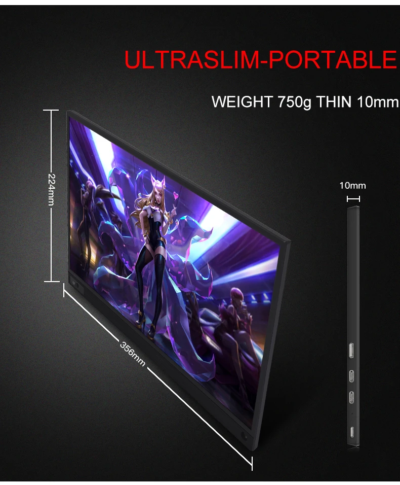 P15A портативный монитор 1920x1080 HD ips 15,6 дюймов дисплей светодиодный компьютер монитор с кожаный чехол для PS4/Xbox/телефона/игр/камеры