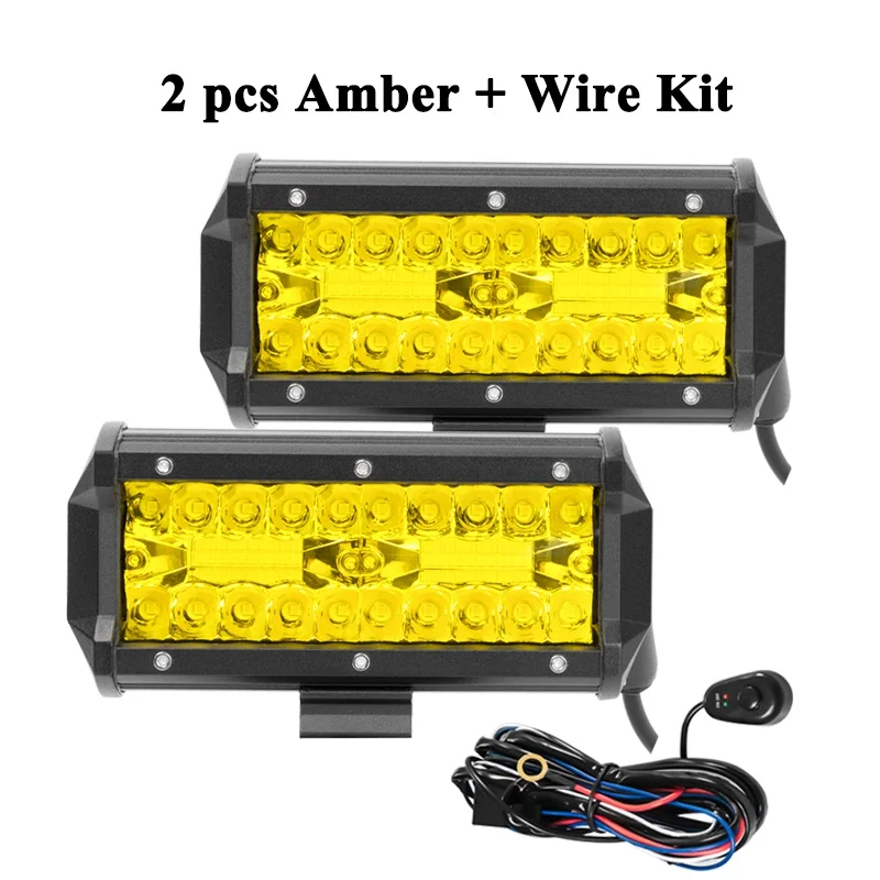 2pcs amber wire kit VISORAK " 120 Вт внедорожный светодиодный рабочий светильник, янтарный светодиодный противотуманный светильник для внедорожника 4x4 4WD, внедорожника, вездехода, трактора, грузовика, светодиодный светильник для вождения - Цвет: 2pcs amber wire kit