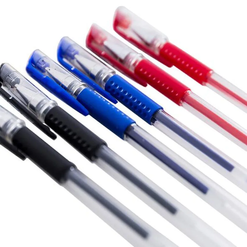 

50pcs/lot 0.5mm Red Blue Black ink Gel Pen Office Stationery School High quality Supplies Gifts
