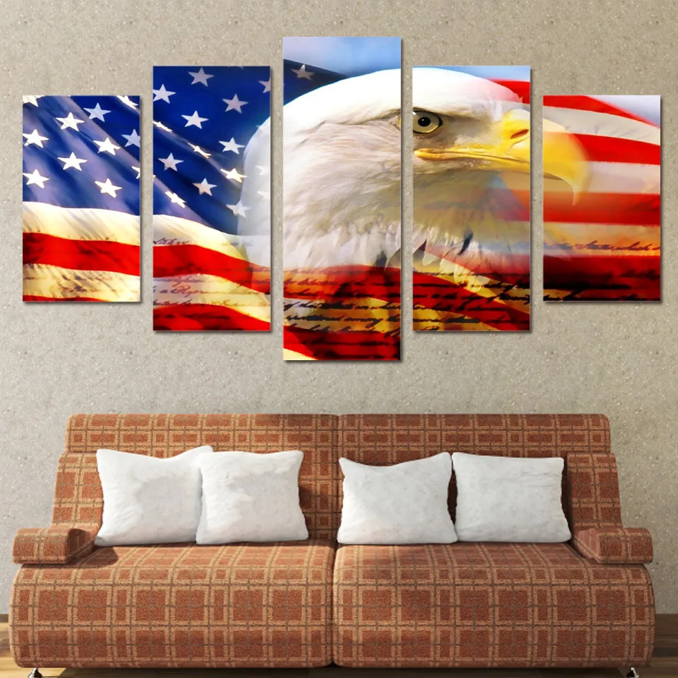 5 шт. Холст Искусство флаг орла США печатная Настенная картина домашний декор