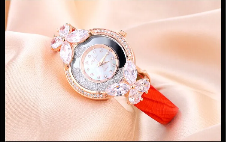 Часы женские кварцевые аналоговые с бабочкой из натуральной кожи|reloj reloj|reloj