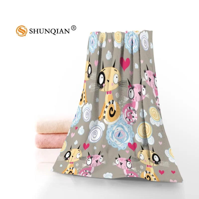 

Cute Cat 02 Cartoon Towels Microfiber Bath Towels Travel,Beach,Face Towel Custom Creative Towel Size 35X75cm And 70X140cm A8.8