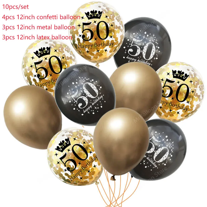 BG Birthday 50 60, 50, 40, 30 черные и золотые шары на день рождения, конфетти, баллоны для дня рождения, украшения для вечеринок, для взрослых, балоны, гелиевые шары - Цвет: BG Birthday 50