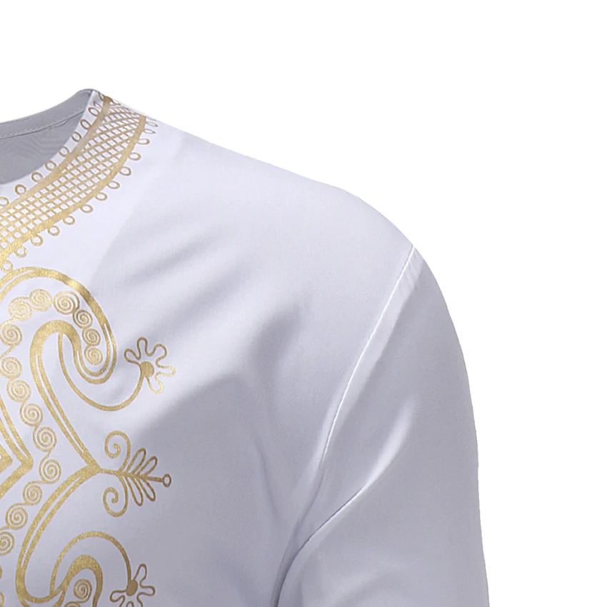 New Men's Casual Top Printed with African Turkish Ethnic Tshirt For Men Fashion Long Sleeve V-neck T-shirt Clothes | Мужская одежда