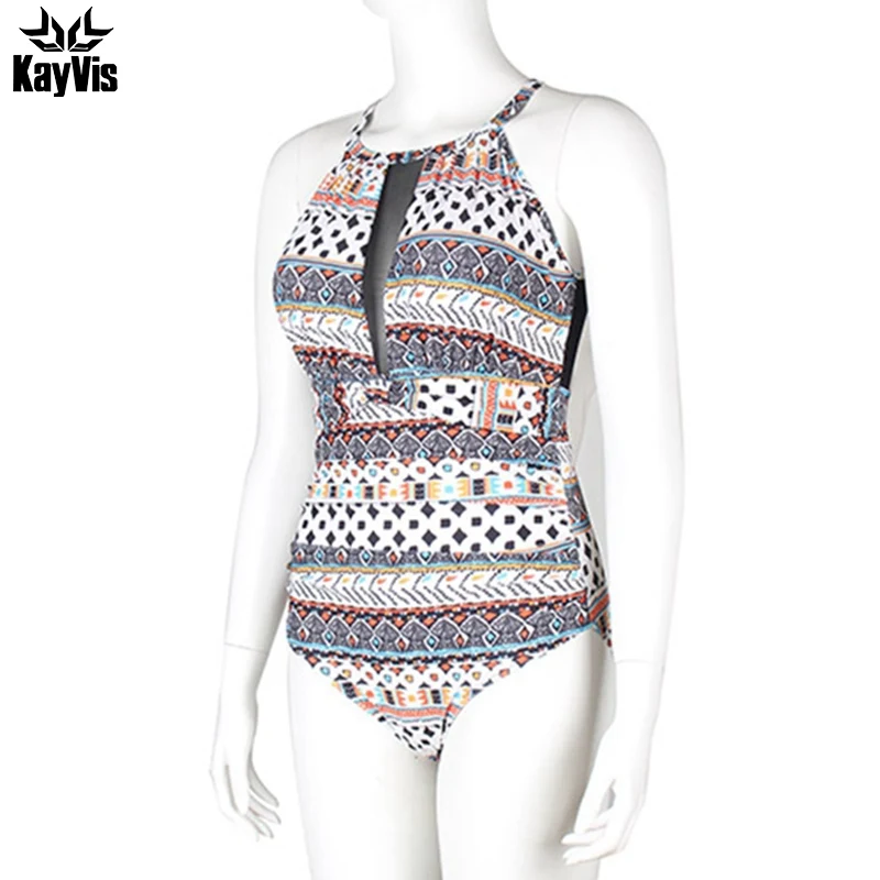 Женский слитный купальник KayVis винтажный с принтом сетчатый Монокини лето