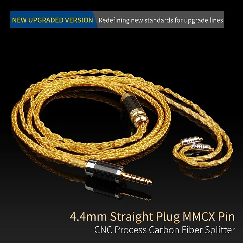 4.4mm-MMCX Qyfang 1,2 m 8 ядро из чистого золота покрытием наушники Обновление кабель провода 3,5/4,4 мм разъем MMCX/0,78 булавки аудио разъем для SE846 W4R UM3X - Цвет: 4.4mm-MMCX