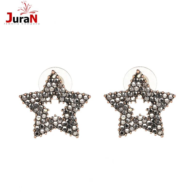Женские серьги пусеты JURAN Star элегантные блестящие с кристаллами W3408 2019|earrings for