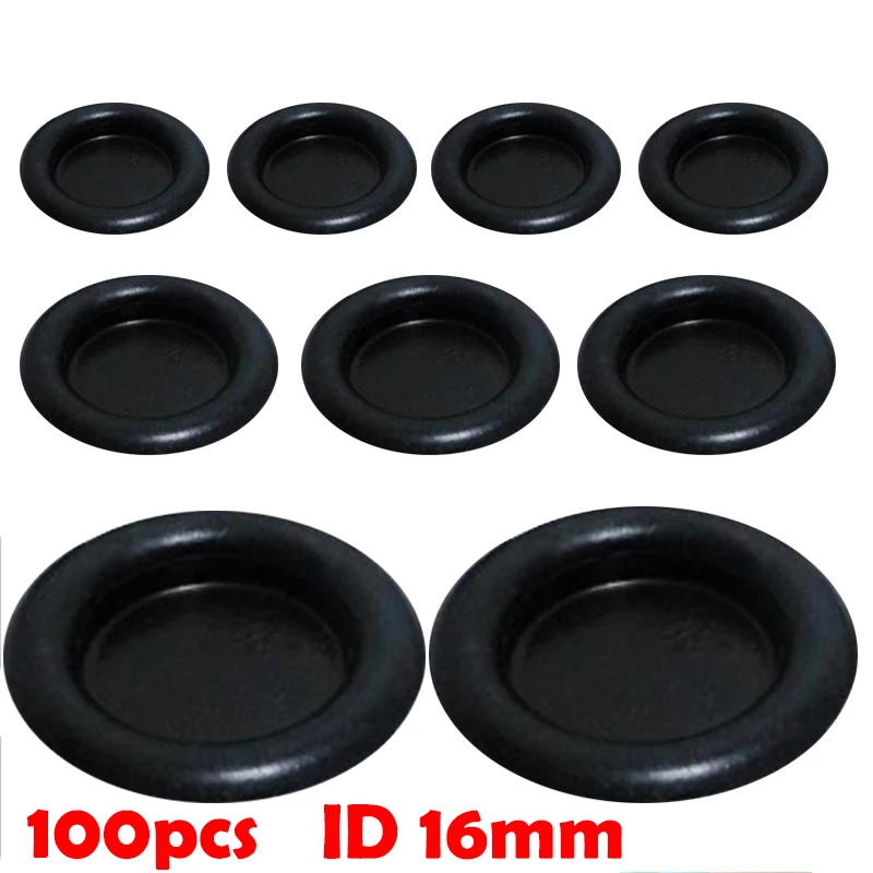 100pcs ID 16mm 16 мм 18 мм 20 мм внутренний диаметр черный бурение Открытый протектор с отверстиями арматура односторонний Электрический кабель резиновое кольцо уплотнительное кольцо втулка - Цвет: 100pcs ID 16mm