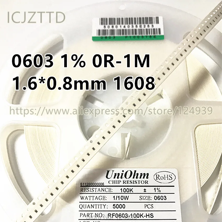 100 шт. 1/10 Вт RF0603 1% SMD Res 1 6*0 8 мм 300R 330R 360R 390R 430R 470R 510R 560R 620R 680R 750R 820R 910R 1K 1K0 K 1K1|Индукторы|