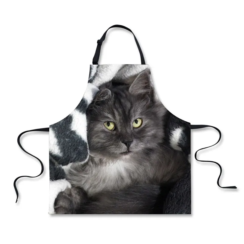 Высококачественные модные кухонные фартуки с 3D-принтом кошки для дома и отдыха |