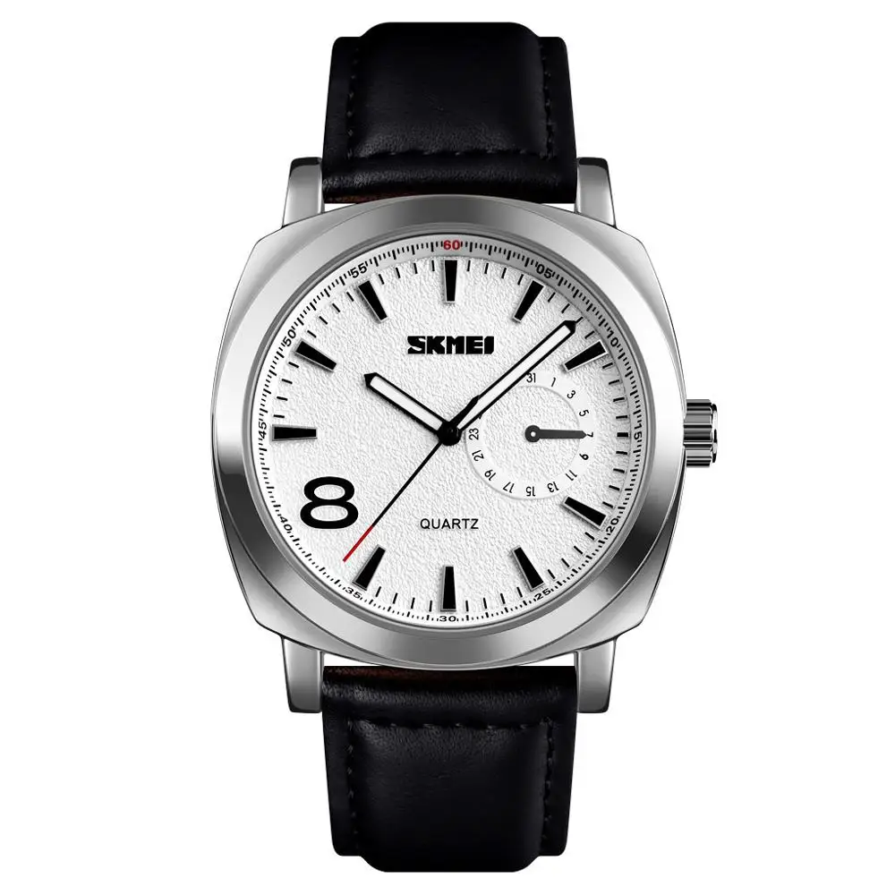 Leather Black Silver Skmei кожа сталь мужские часы спортивные Кварцевые-часы модные часы для спорта на открытом воздухе мужские наручные часы Erkek Saat Relogio Masculino - Цвет: Leather Black Silver