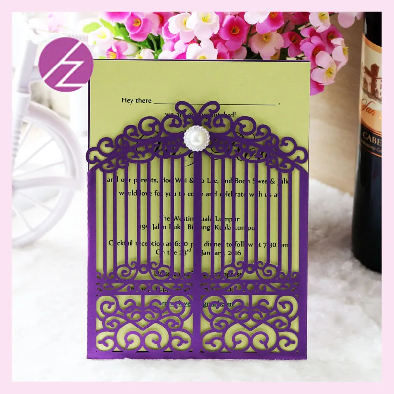 Индивидуальные Печатные Свадебные украшения с лазерной резкой пригласительные