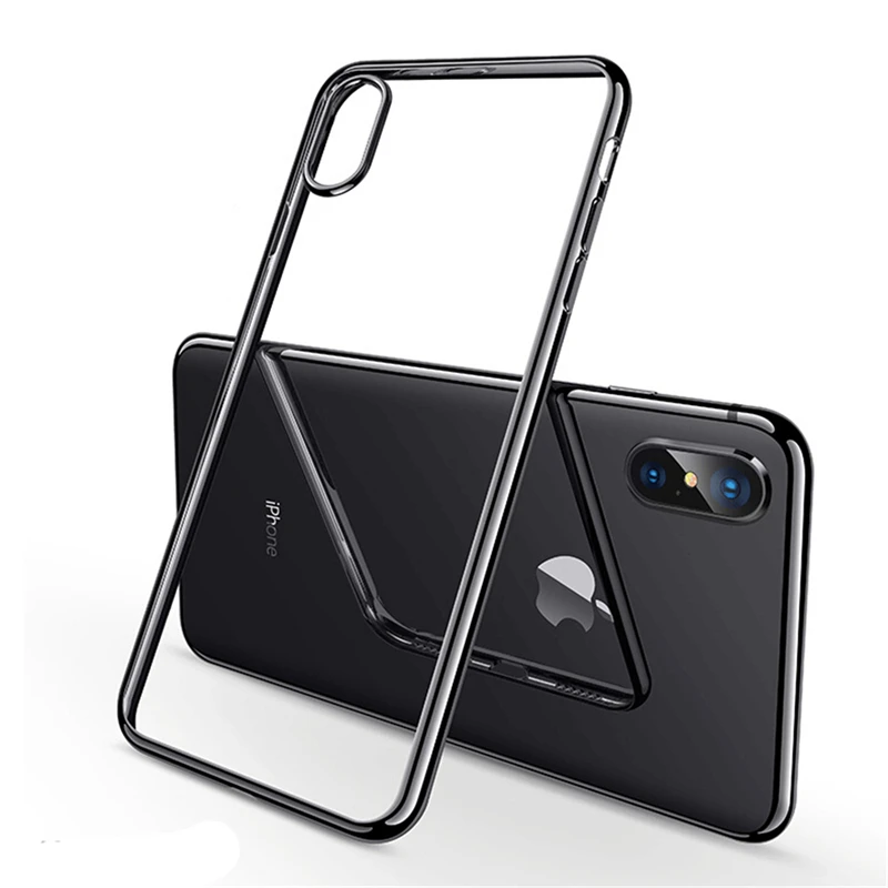 ELETEI Прозрачный чехол для iPhone X XR XS 6 S 7 8 Plus Мягкий ТПУ противоударный блестящий с