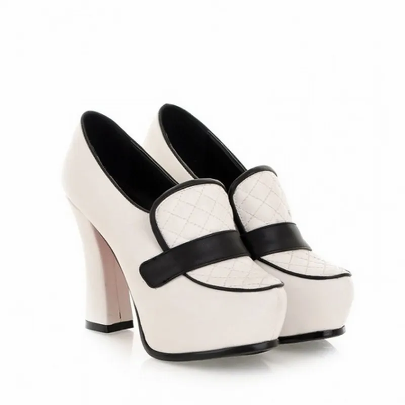 Весенние модные женские туфли на толстом каблуке 2016 винтажные туфли-лодочки с