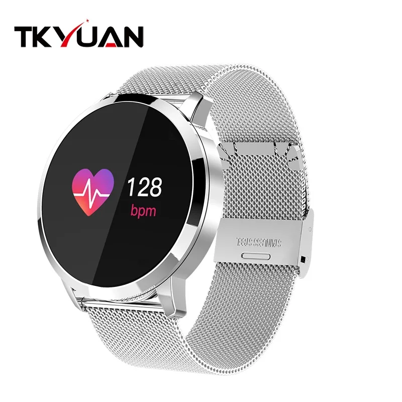 silver metal TKYUAN Q8 Смарт-часы модные электронные водонепроницаемые спортивные трекер фитнес-браслет Smat часы носимые устройства для женщин - Цвет: silver metal