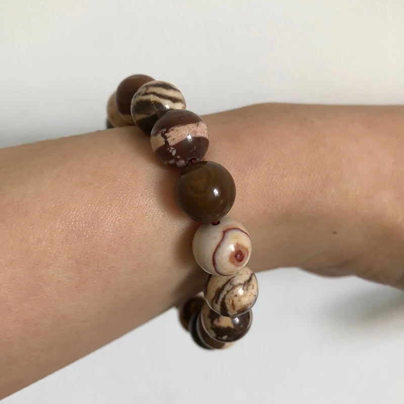 Женский браслет с кристаллами Круглый 10 мм &quotЗебра&quot|Плетеные браслеты| |