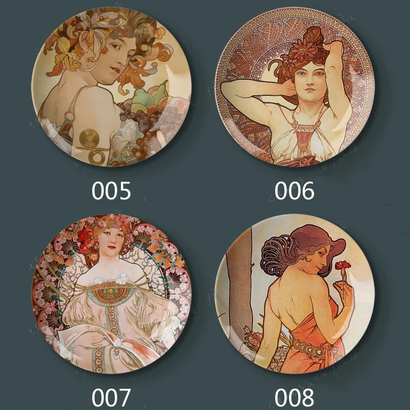 8 &quotпластины Alphonse Maria Mucha в стиле модерн Краски на стене дома отеля декоративные