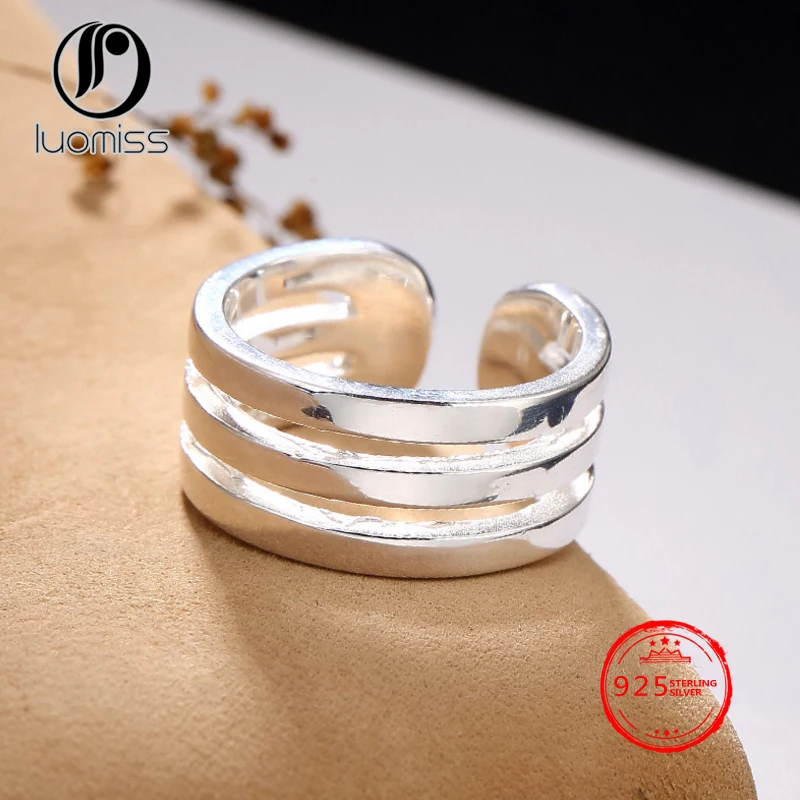 

S925 sterling silver Japan and South Korea version of the simple smooth ladies personality wild multi-opening ring rings wholesa