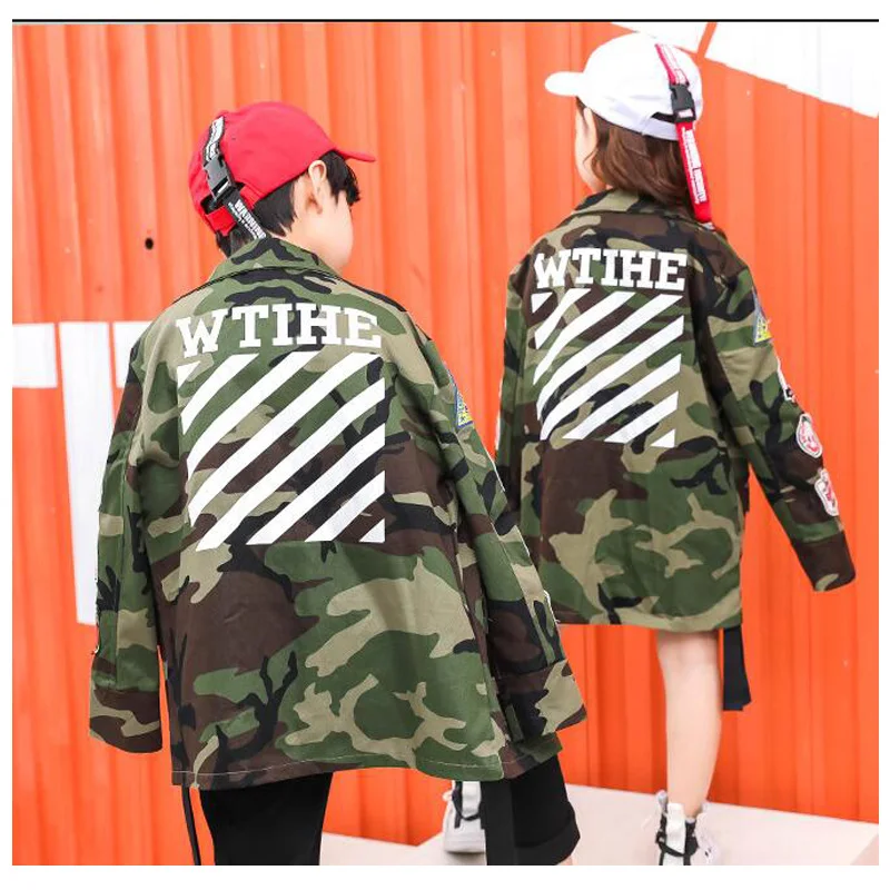 Kid Loose Jacket Camouflage Jogger Pants Hip Hop Clothing Outfits Jazz Dance Costume Girls Ballroom Party Dancing Street wear |