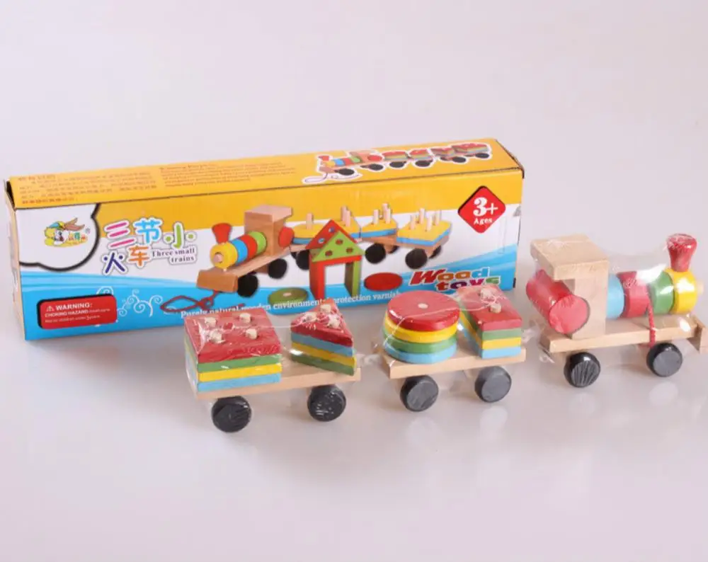Новый дизайн детский деревянный поезд грузовик набор геометрических блоков