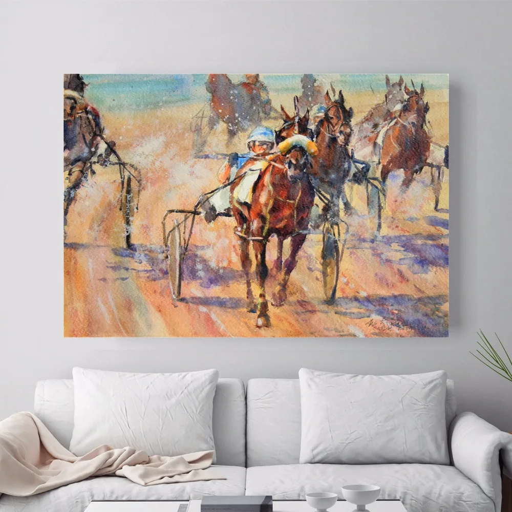 Современный постер для скачек художественные настенные картины из шелковой